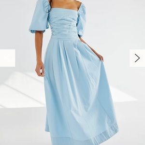 Free People Ain’t She A Beaut Midi Dress in Blue.